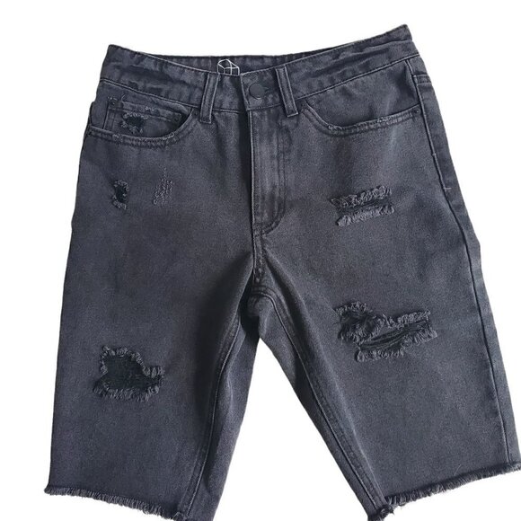 Original Use Black Distressed Cutoff Denim Shorts - Picture 1 of 16